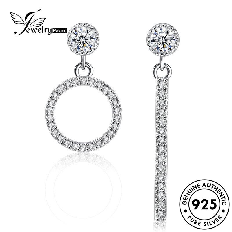 Jewelrypalace Asli Stud Perak Wanita Lingkaran Simple Anting Berlian925 Moissanite E129