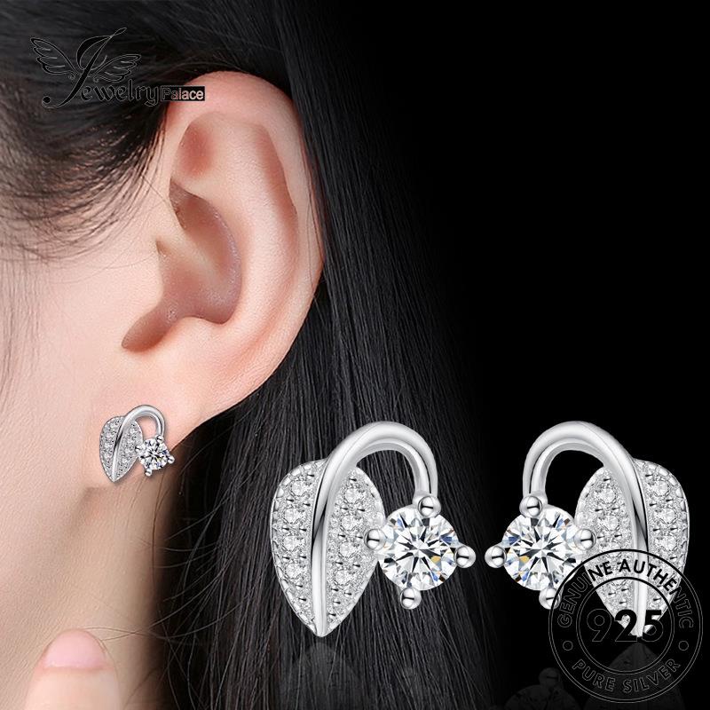 Jewelrypalace Daun Kepribadian Berlian Asli925 Wanita Perak Moissanite Stud Earrings E219