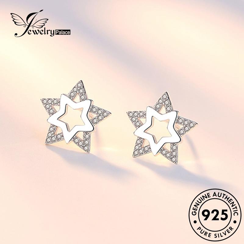 Jewelrypalace Asli Wanita Anting Bintang Berlian Perak Kepribadian925 Moissanite Stud E225