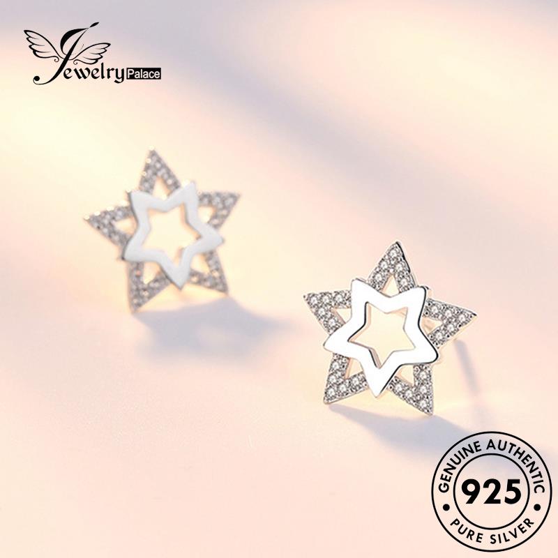 Jewelrypalace Asli Wanita Anting Bintang Berlian Perak Kepribadian925 Moissanite Stud E225