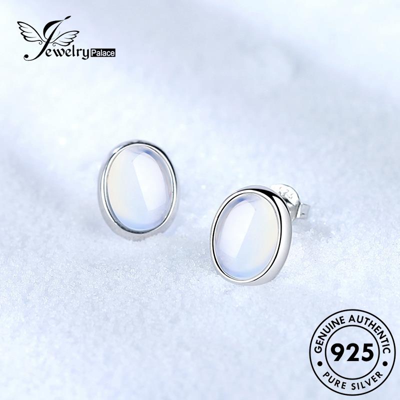 Jewelrypalace Moonstone Oval Temperamen Asli Wanita Anting Stud Perak925 E252