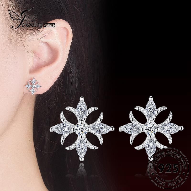 Jewelrypalace Perak Berlian Stud Wanita925 Moissanite Kepribadian Anting Lotus Asli E253