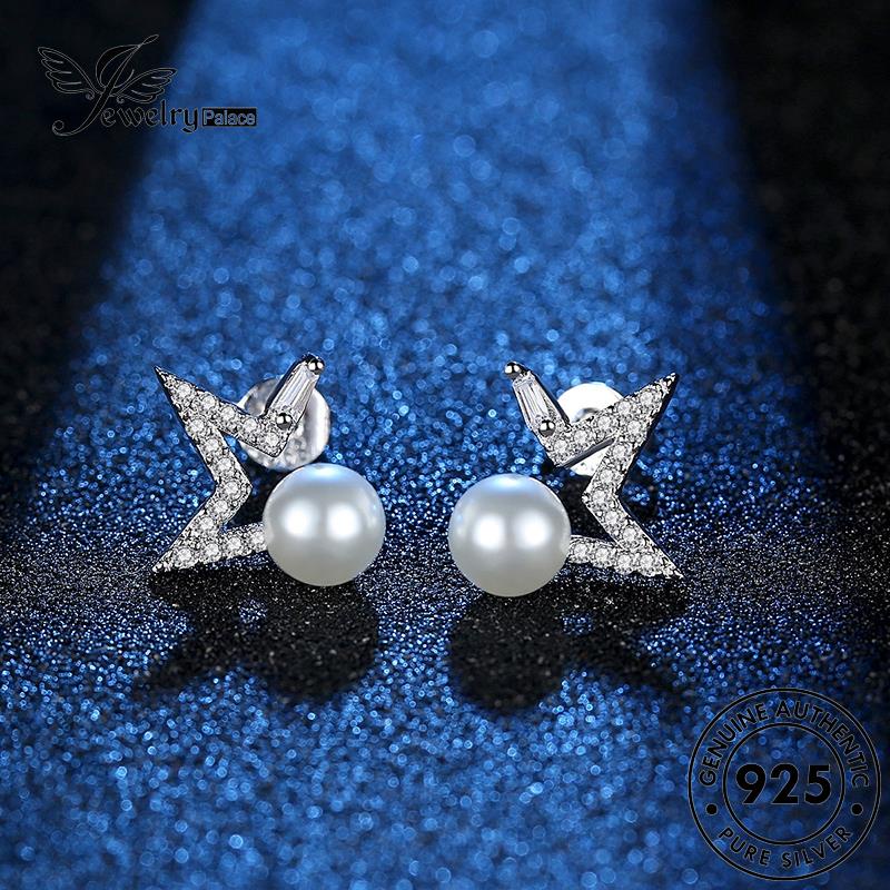 Jewelrypalace Anting Kepribadian925 Bintang Wanita Perak Mutiara Asli Stud E255