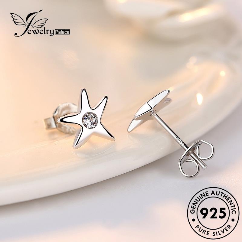 Jewelrypalace Anting Perak Moissanite Bintang Berujung Lima Wanita Stud Asli925 Berlian Kepribadian E330