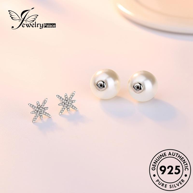 Jewelrypalace Star Wanita Stud Perak Asli Oktagonal925Mutiara Anting Simple E332