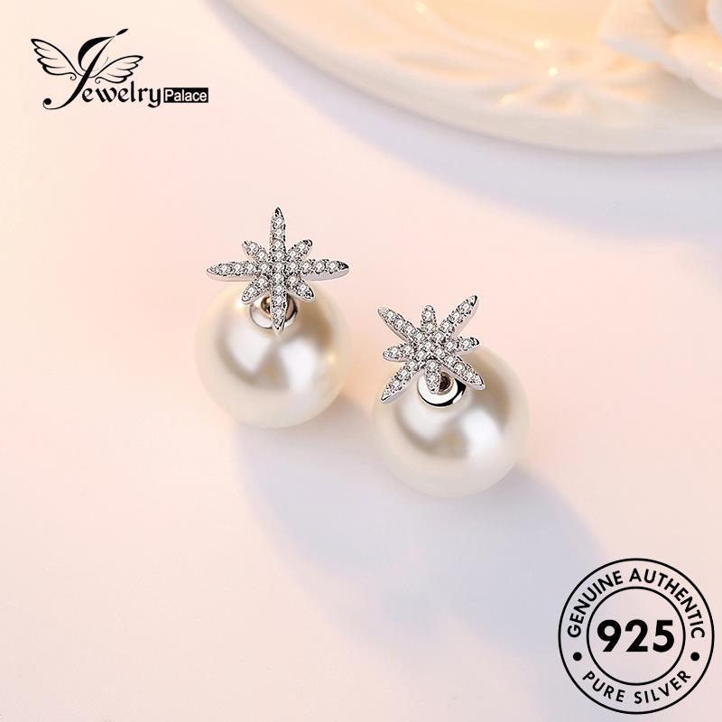 Jewelrypalace Star Wanita Stud Perak Asli Oktagonal925Mutiara Anting Simple E332