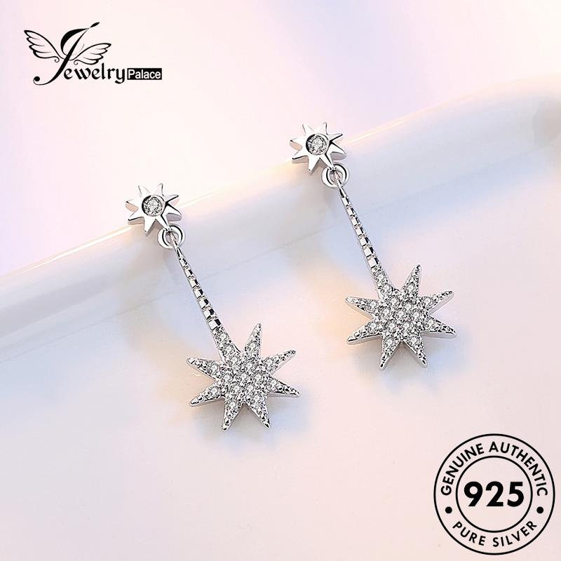 Jewelrypalace Stud Moissanite Anting Wanita Asli925 Temperamen Berlian Bintang Perak E294