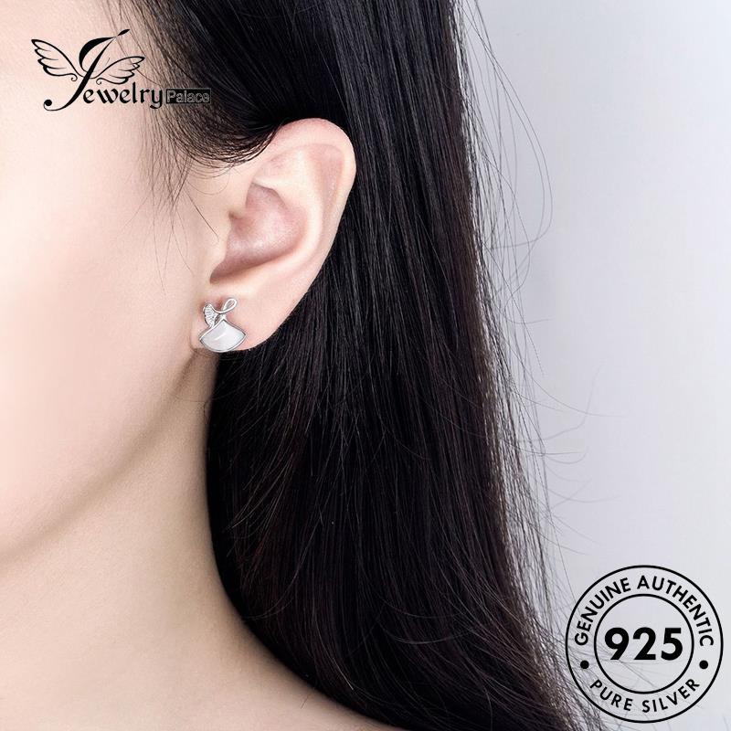 Jewelrypalace Ginkgo Anting Biloba Pribadi Wanita Stud Giok Asli925 Perak E319