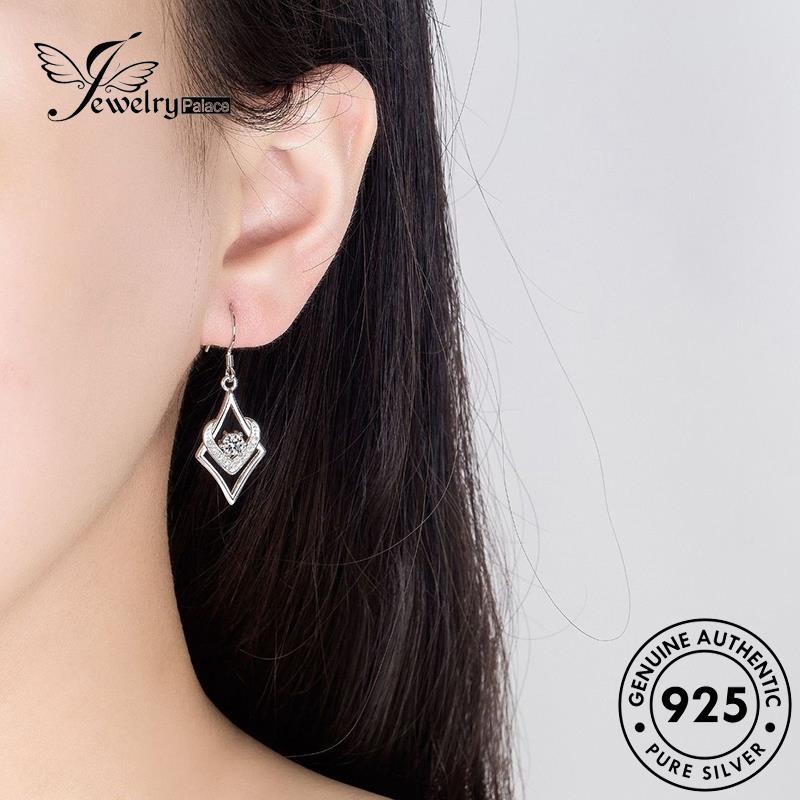 Jewelrypalace 925kait Moissanite Belah Ketupat Fashion Berlian Perak Wanita Anting Asli E491