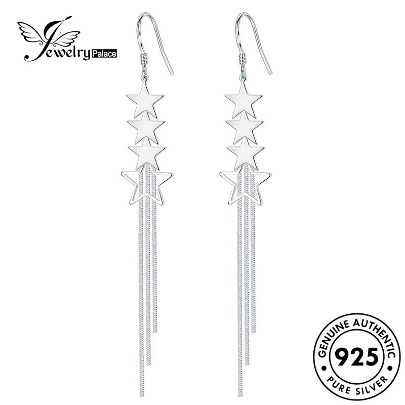 Jewelrypalace Anting925 Perak Asli Simple Bintang Wanita Kait Berujung Lima E503