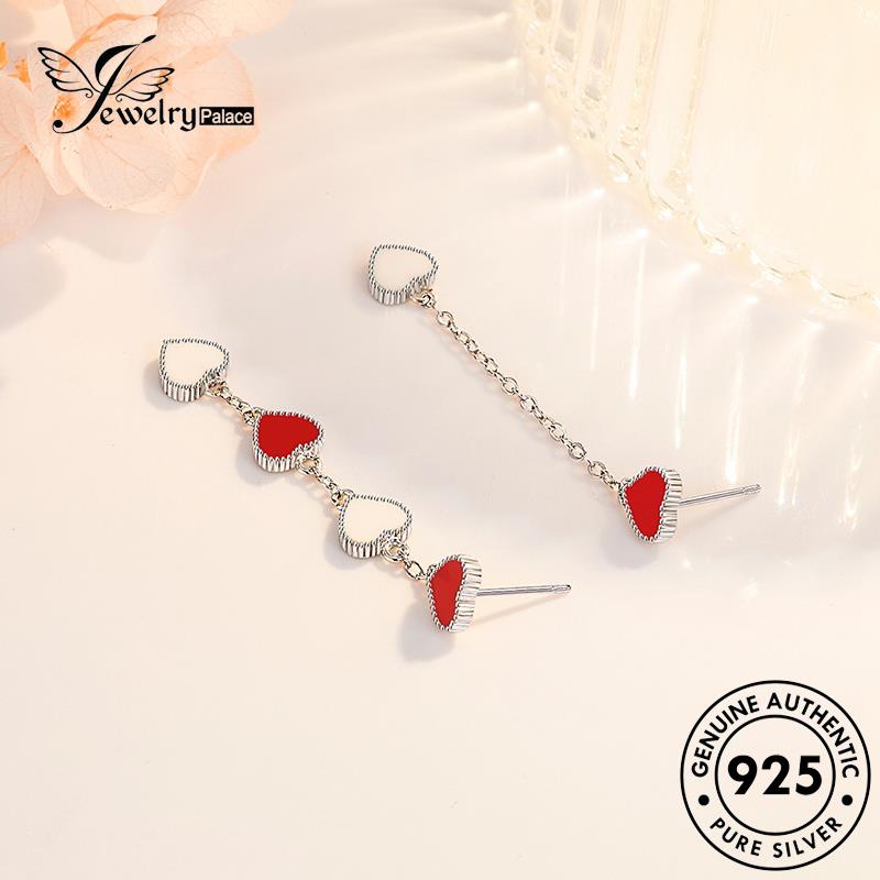 Tempat Perhiasan Wanita Asli925 Stud Lucu Hati Anting Perak E606