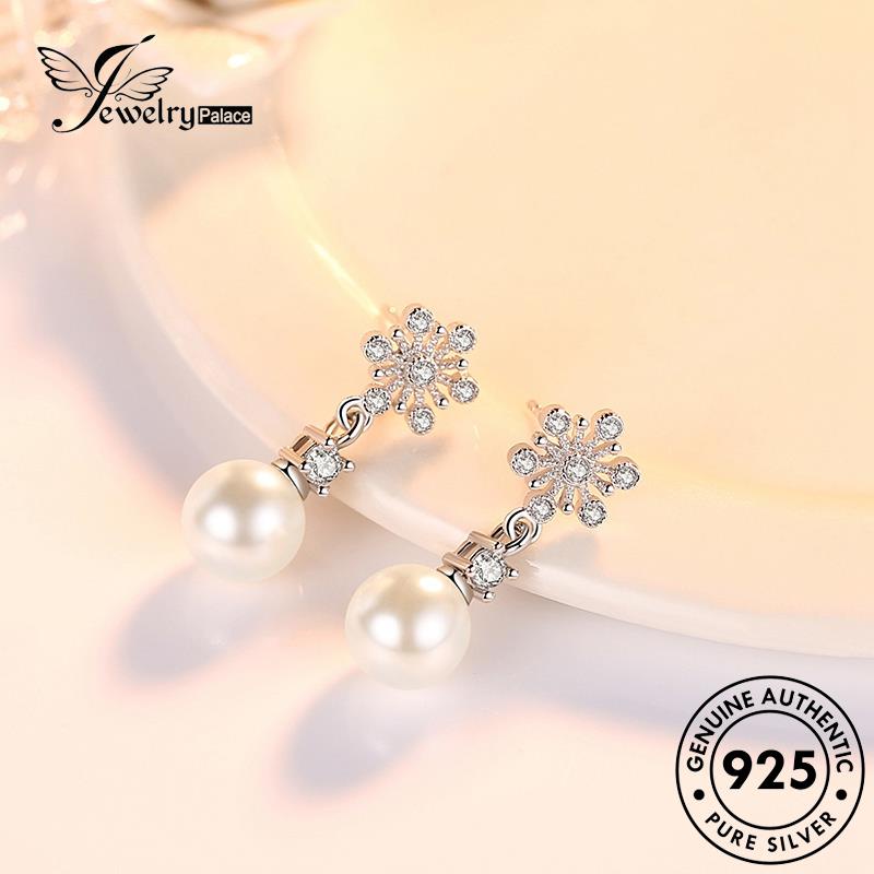 Jewelrypalace Pearl Stud Wanita Simple925Mutiara Asli Anting Perak E551