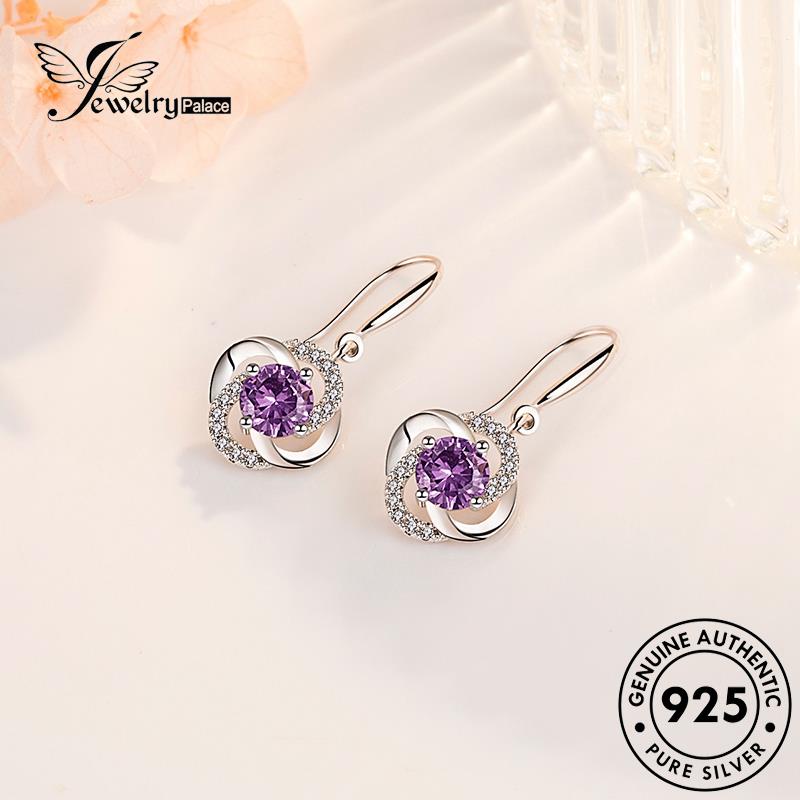 Jewelrypalace Anting Semanggi Beruntung Perak Kait925 Amethyst Asli Wanita E556