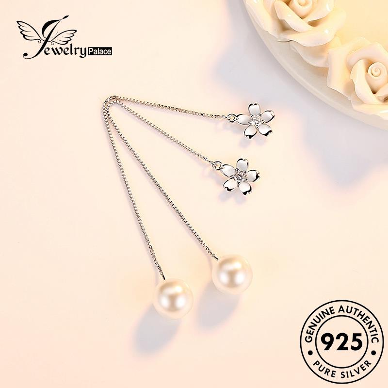 Jewelrypalace Mutiara925 Anting Kecil Perak Asli Bunga Segar Wanita Drop E628