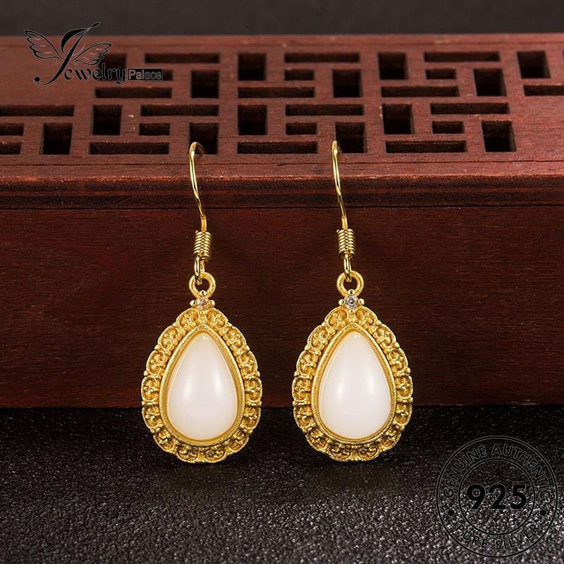 Jewelrypalace Anting Emas925 Giok Perak Asli Wanita Hook Lace Vintage E718