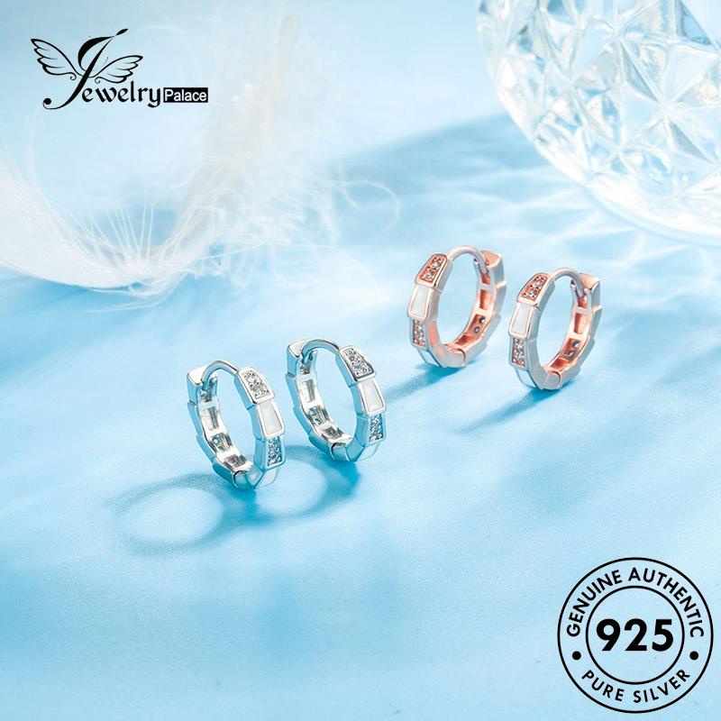 Jewelrypalace Asli Ular Perak Hoop Motif Pribadi Anting Moissanite Emas925 Berlian Wanita E697