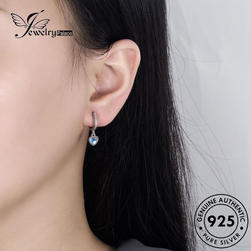 Jewelrypalace Hoop Romantic Moonstone Wanita Asli Anting Love925 Perak E771