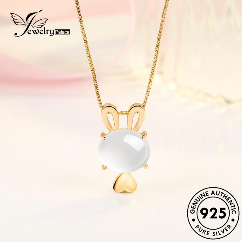 Jewelrypalace Kalung Giok Kelinci Emas Perak Wanita Lucu Asli925 N323