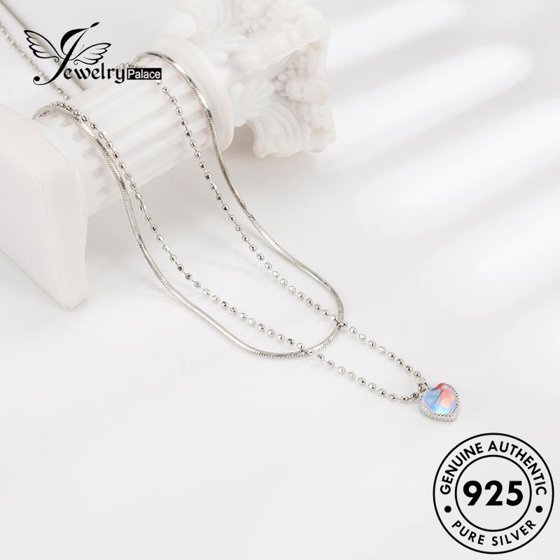 Jewelrypalace Kalung Bentuk Asli925Hati Manis Perak Moonstone Wanita N324