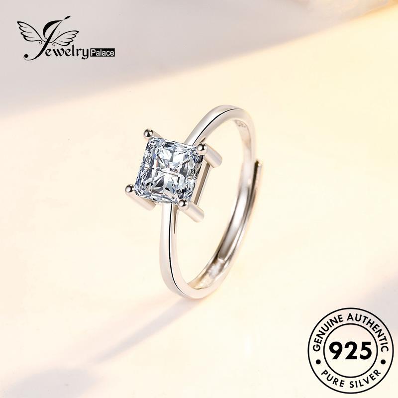 Jewelrypalace Cincin Persegi Asli Klasik Berlian Wanita Moissanite Berlian Perak925 R130