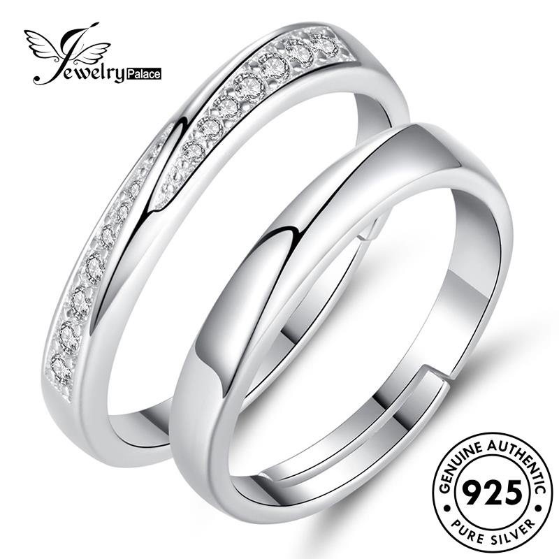 Jewelrypalace Cinta Moissanite Berlian Pasangan925Cincin Fashion Sebutan Perak Sungai Asli R64