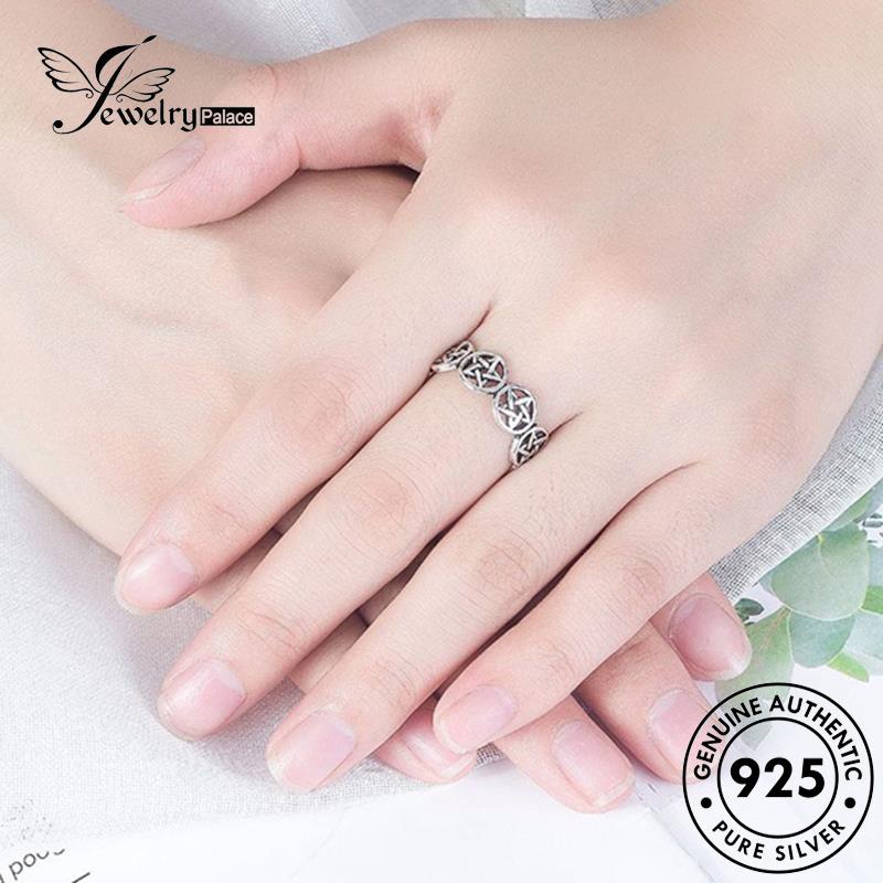 Tempat Perhiasan Wanita Stars Rings Perak Asli925 Retro R145