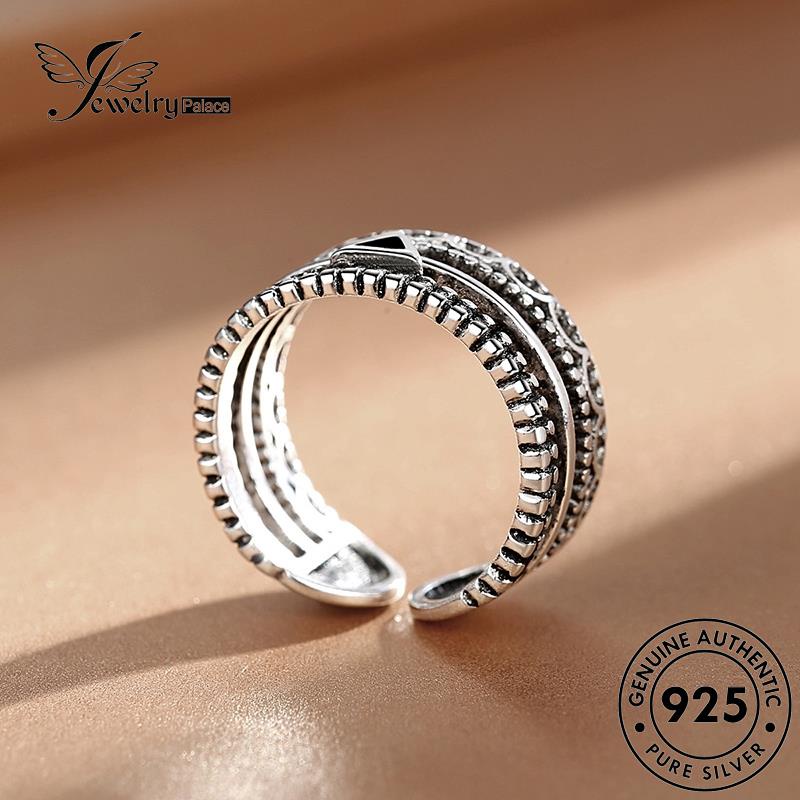 Tempat Perhiasan Wanita Cincin Perak Vintage925 Asli Multilayer R163