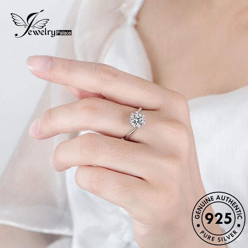 Jewelrypalace Cincin Fashion Lengan Berlian Wanita Moissanite Asli Twist925 Perak R134