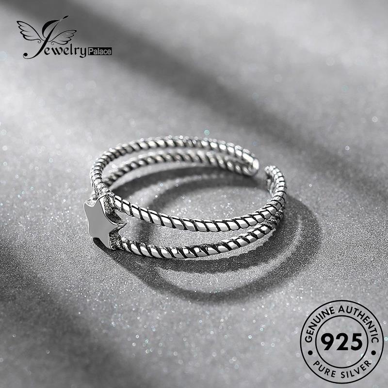 Jewelrypalace Cincin Punk Perak925 Pentagram Wanita Asli R275