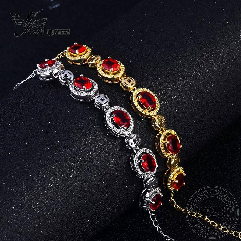 Jewelrypalace Perak Wanita Emas Asli Gelang Batu Akik925 Oval B112