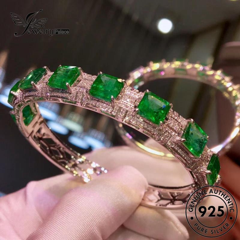 Perhiasantempat Gelang Emerald Perak Wanita Asli Mulia925 B529