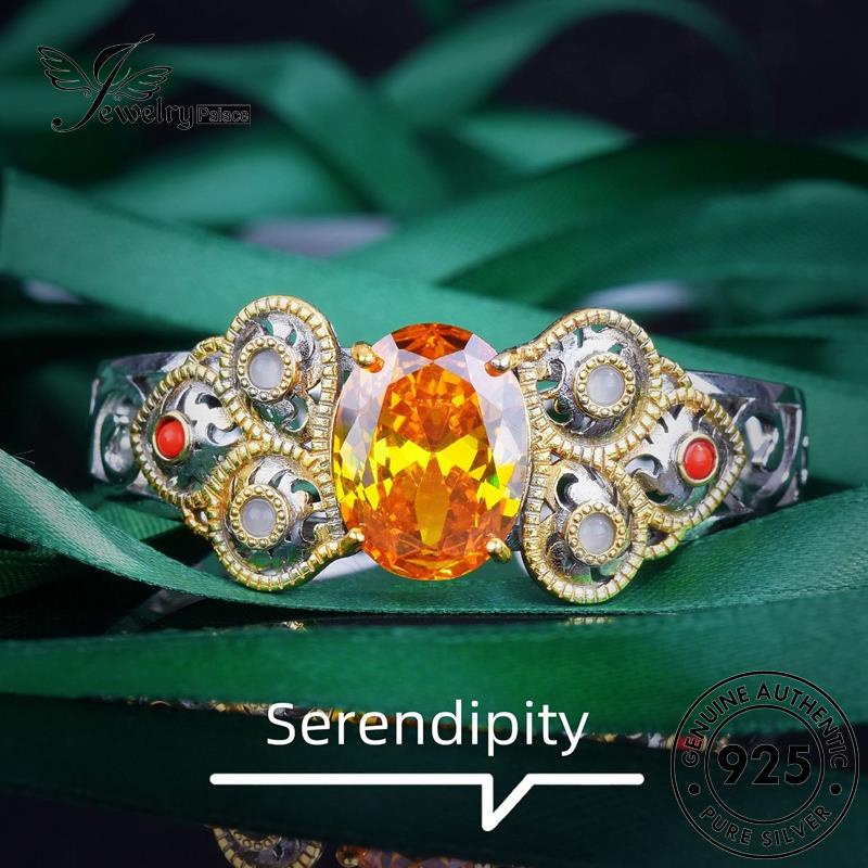 Jewelrypalace925 Wanita Kerawang Gelang Kerawang Kerawang Perak Asli Citrine B573