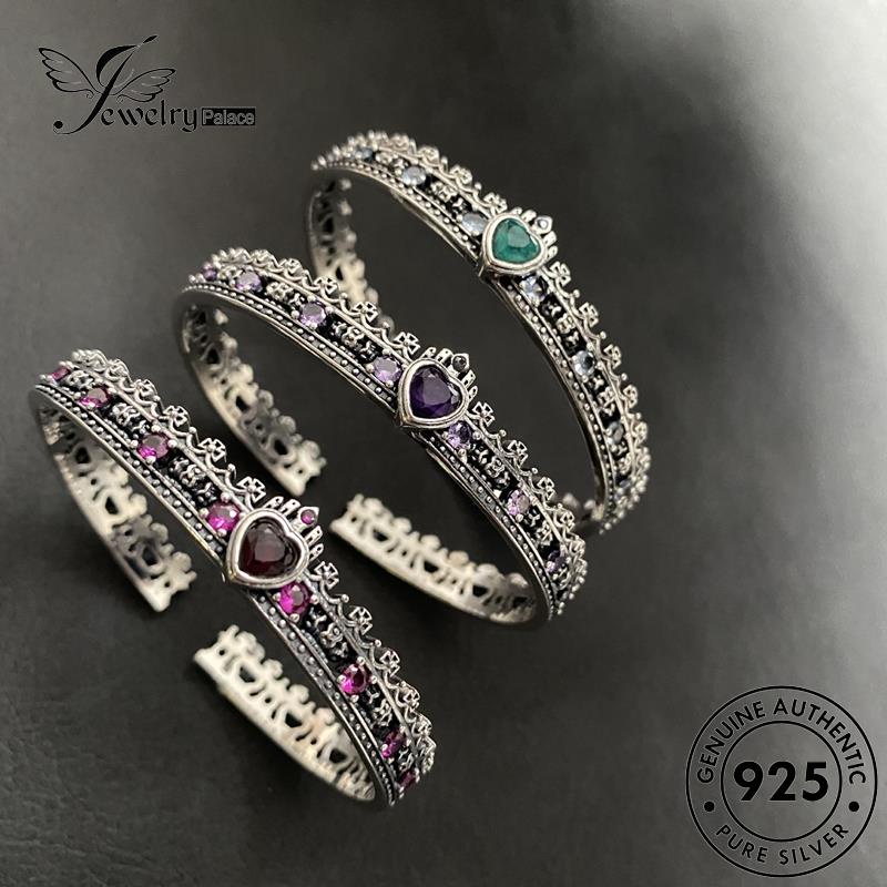 Jewelrypalace925 Mahkota Amethyst Asli Gelang Wanita Perak Vintage B577