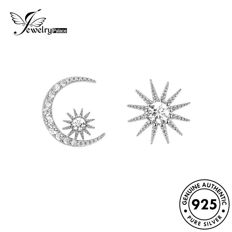 Jewelrypalace Anting Moissanite Berlian 925bintang Tusuk Emas Asli Bulan Perak Wanita E88