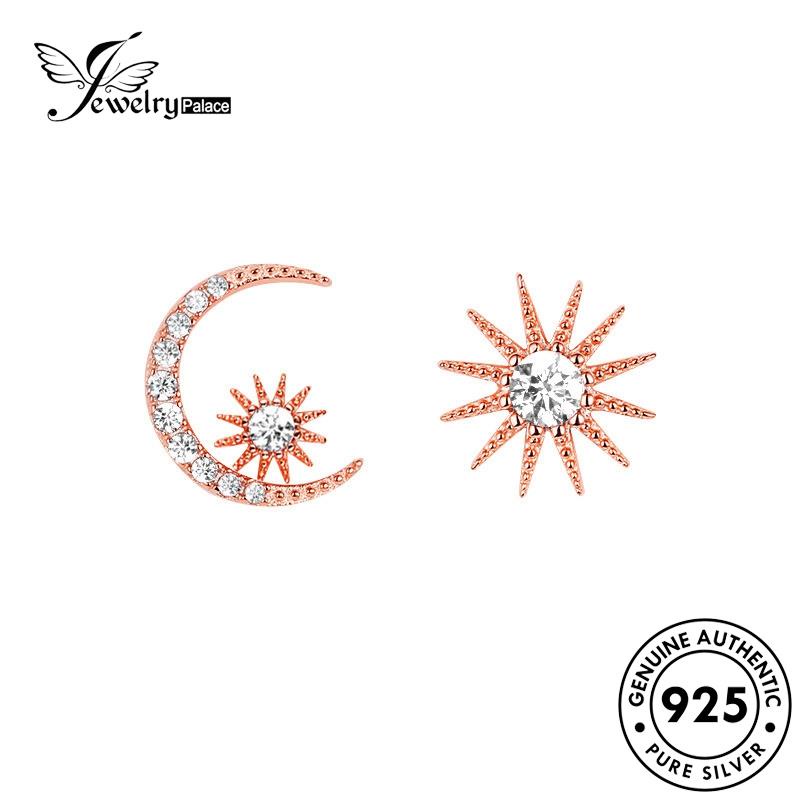 Jewelrypalace Anting Moissanite Berlian 925bintang Tusuk Emas Asli Bulan Perak Wanita E88