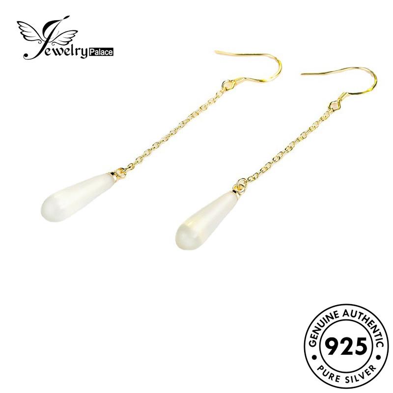 Jewelrypalace Anting Emas925 Kait Panjang Perak Asli Jumbai Wanita Opal E665