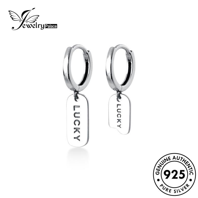 Jewelrypalace925 Tag Anting Hoop Lucky Original Perak Wanita E713