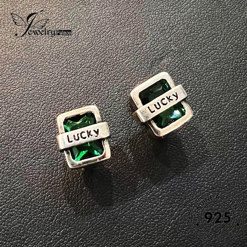 Jewelrypalace Square Perak Wanita Emerald Asli Anting Hoop Column925 E974