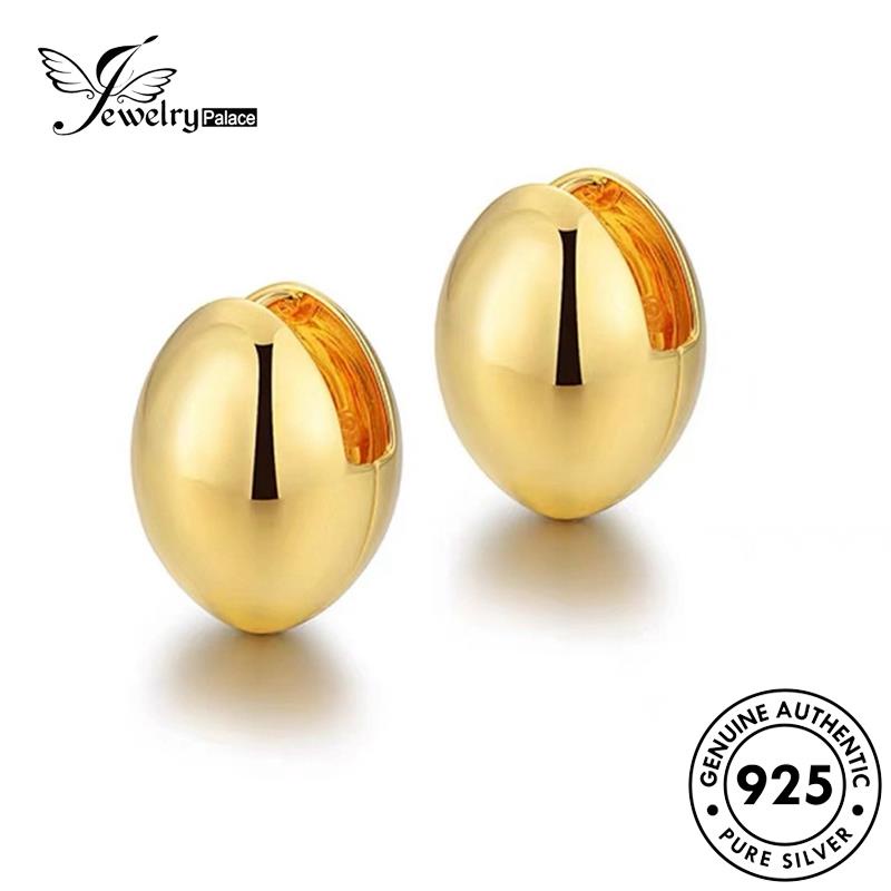 Jewelrypalace Asli Eggshell Emas Wanita Perak925 Anting Hoop Golden E977