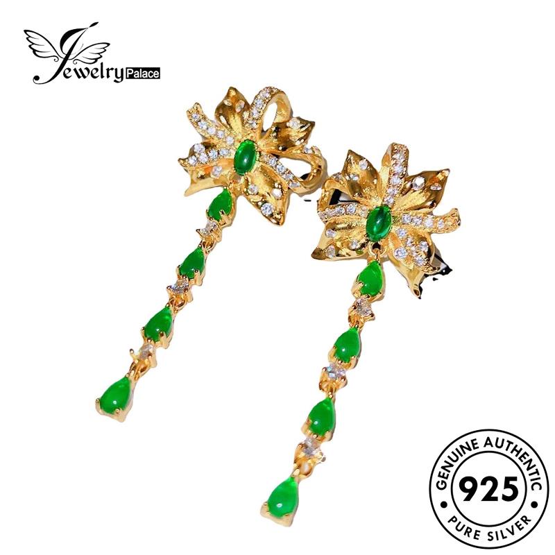 Jewelrypalace Wanita Anting Tusuk Dasi Kupu Kupu Asli Perak925 Emerald E979