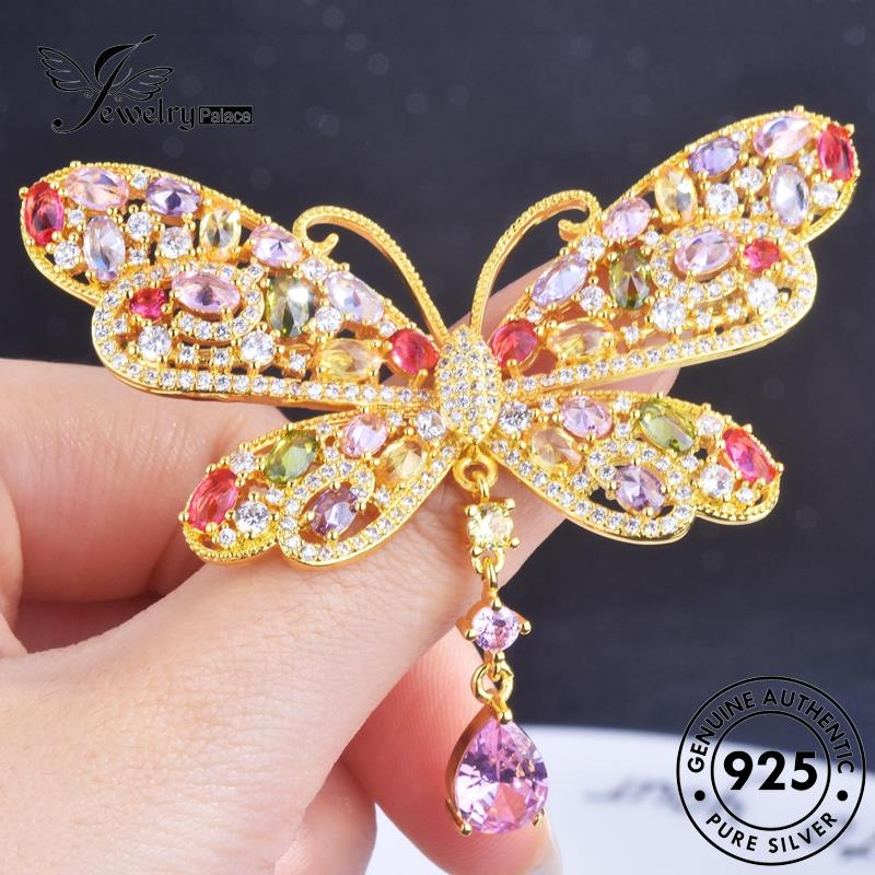 Jewelrypalace Anting Perak Berlian925 Asli Tusuk Moissanite Emas Wanita Butterfly E1050