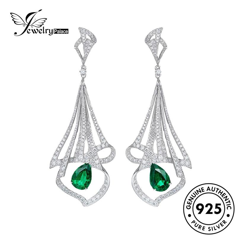 Jewelrypalace Pear Wanita Bentuk Zamrud Asli Stud Perak925 Anting E1129