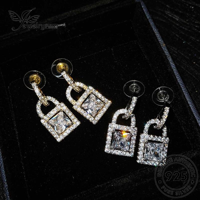 Jewelrypalace Anting Emas Persegi Moissanite Perak Tusuk Berlian Wanita Asli925 E1131