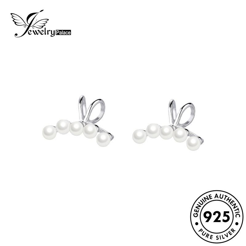 Jewelrypalace925 Bulat Wanita Emas Asli Anting Hoop Mutiara Perak E1139