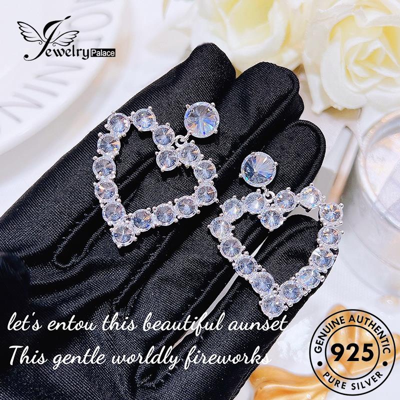 Jewelrypalace Pink925 Wanita Berlian Silver Kristal Love Anting Stud Asli E1159