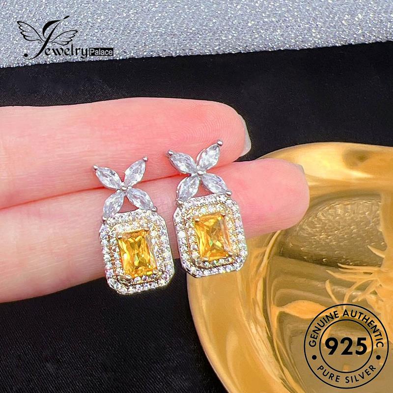 Jewelrypalace Original Tusuk Busur Perak Citrine Dasi925 Anting Wanita E1272