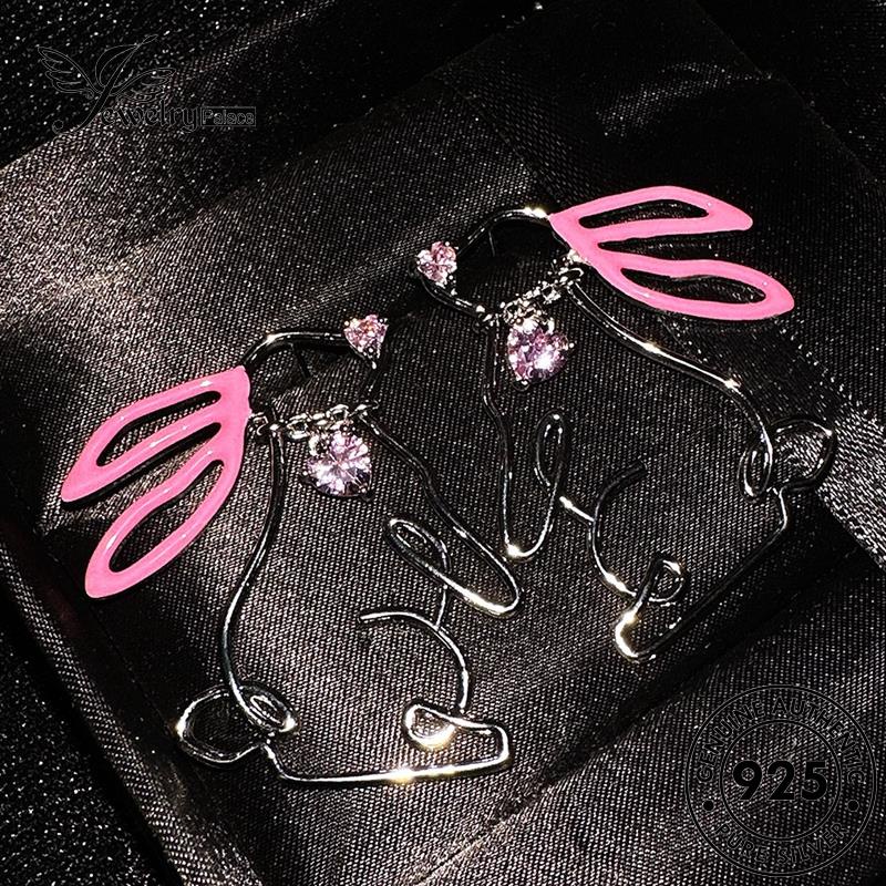 Jewelrypalace Berlian Asli Wanita Anting Tusuk Perak925 Kristal Pink Rabbit E1282