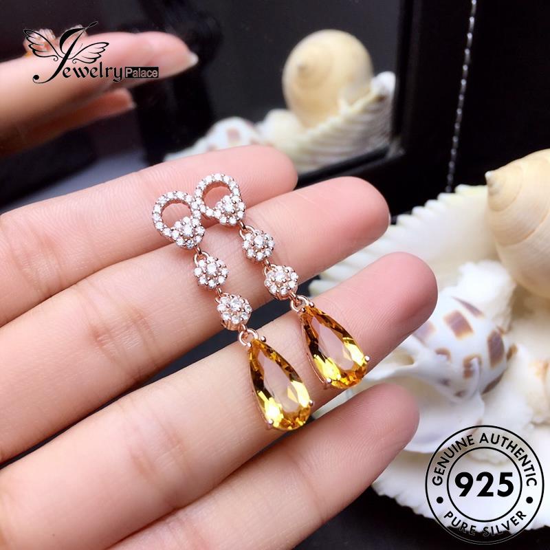 Jewelrypalace Wanita Pear Stud Bentuk Asli925 Anting Perak Amethyst E1293