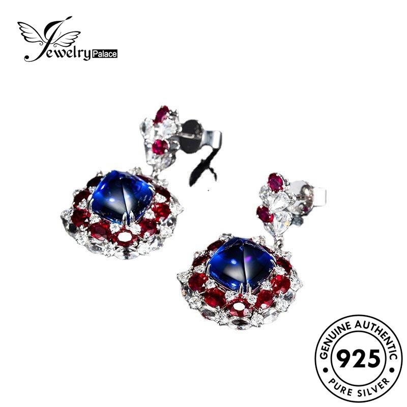 Jewelrypalace Stud925 Anting Perak Asli Wanita Safir Bulat E1294