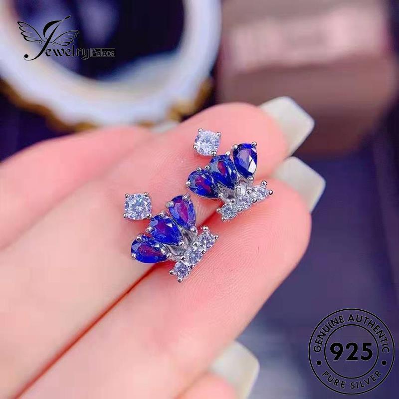 Jewelrypalace Silver Stud Asli Anting Mahkota Wanita Safir925 E1299